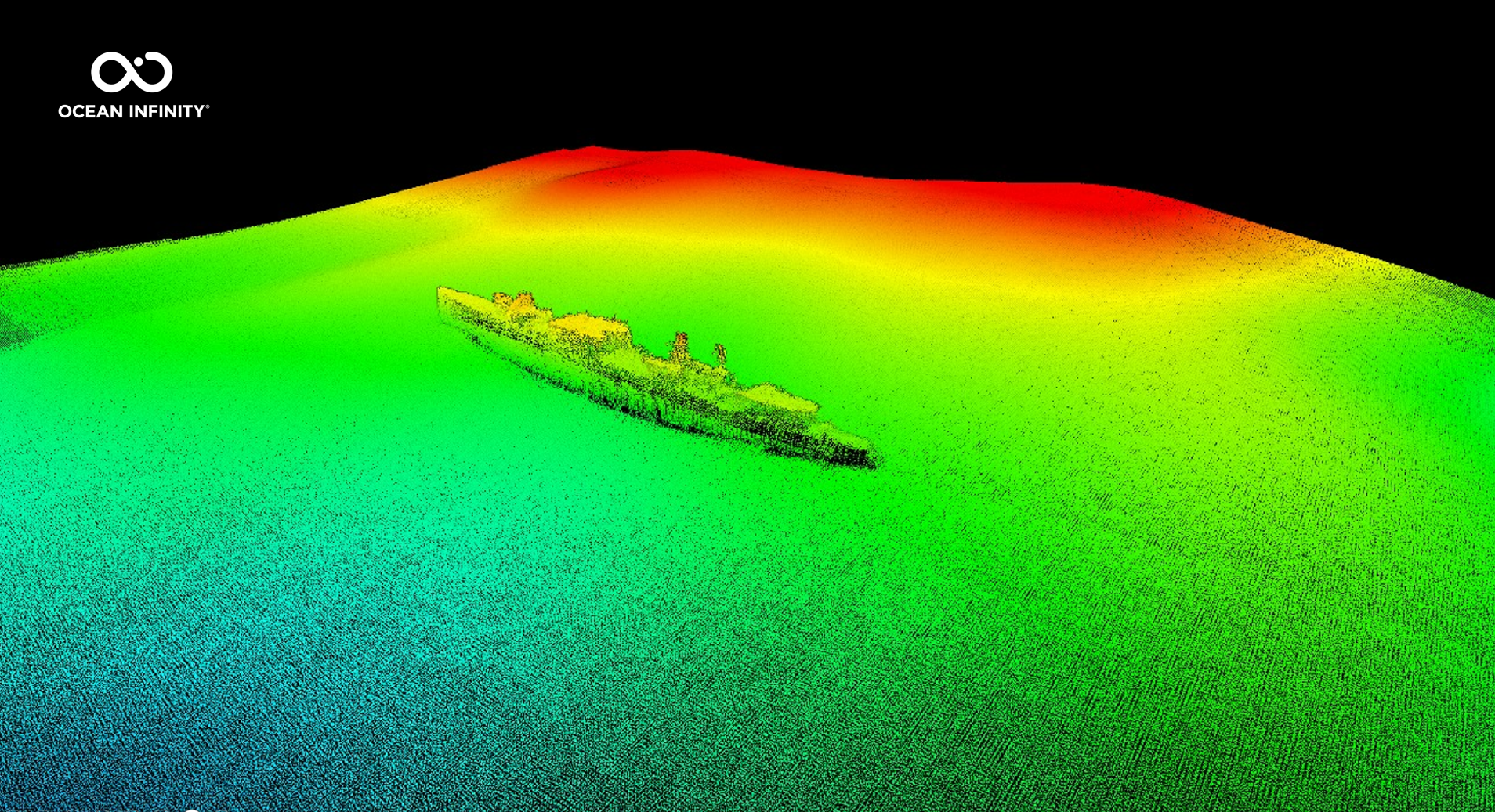 Olupina broda USS Stewart prikazana na 3D karti regije. Zasluge: Ocean Infinity.