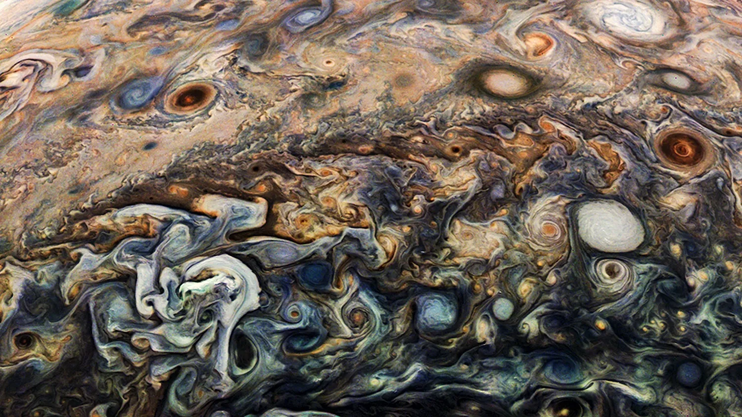 Boje Jupitera. Zasluge: Jupiter Fotka. Zasluge: Credit : NASA / JPL / SwRI / MSSS / Gerald Eichstädt / Thomas Thomopoulos.