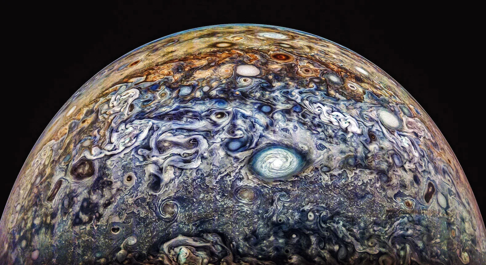 Jupiter Fotka. Zasluge: Credit : NASA / JPL / SwRI / MSSS / Gerald Eichstädt / Thomas Thomopoulos.