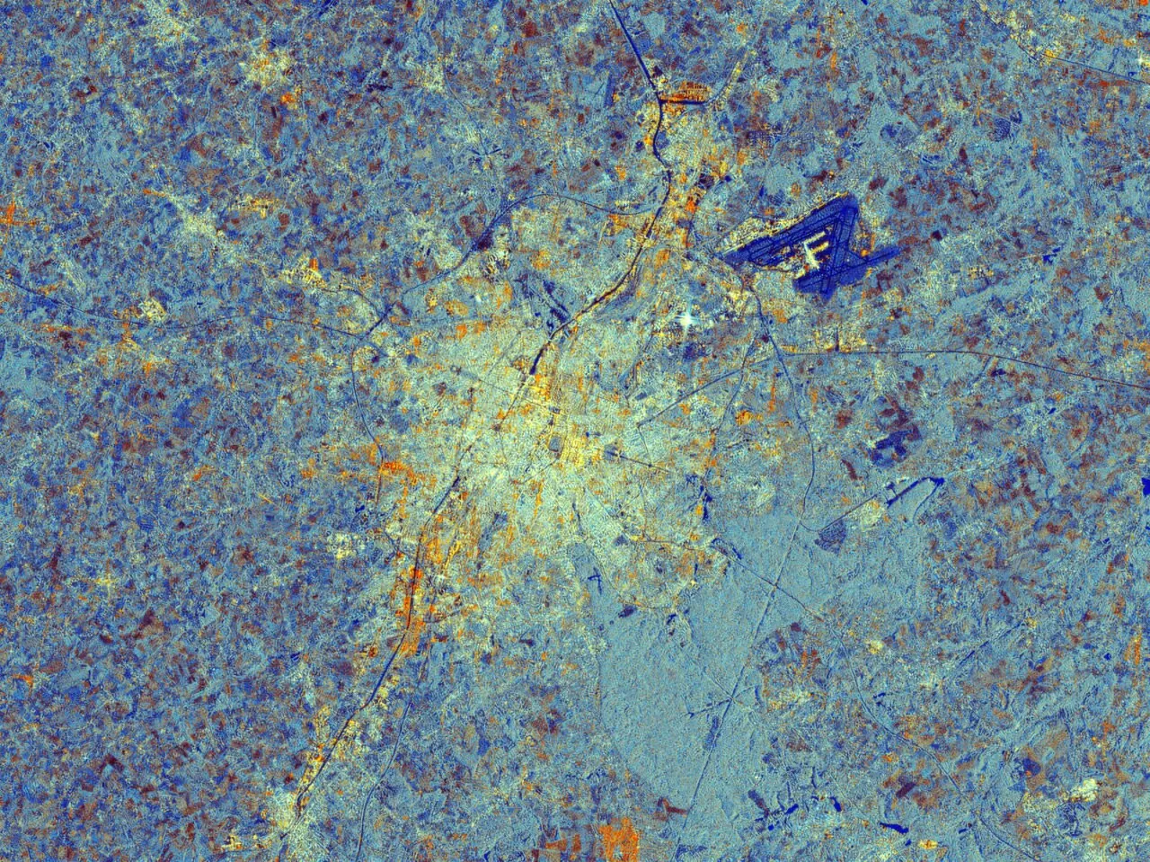 Bruxelles, Belgija, snimljen satelitom Sentinel-1C. Izvor: ESA.