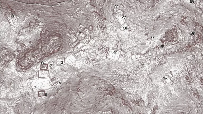 Ova lidar snimka otkriva kompleks koji je vjerojatno služio kao rezidencija i upravno središte vladara grada. (Izvor slike: Arheološki projekt Guiengola).