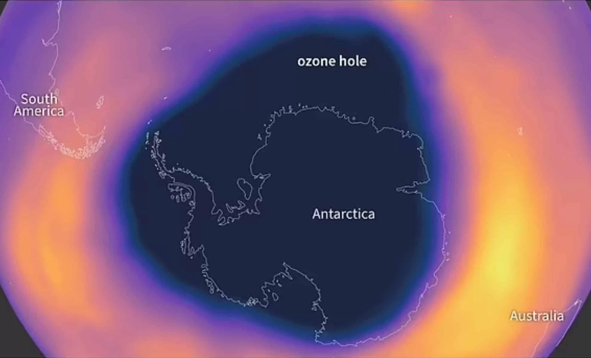 Ozonska rupa. Zasluge: NOAA.