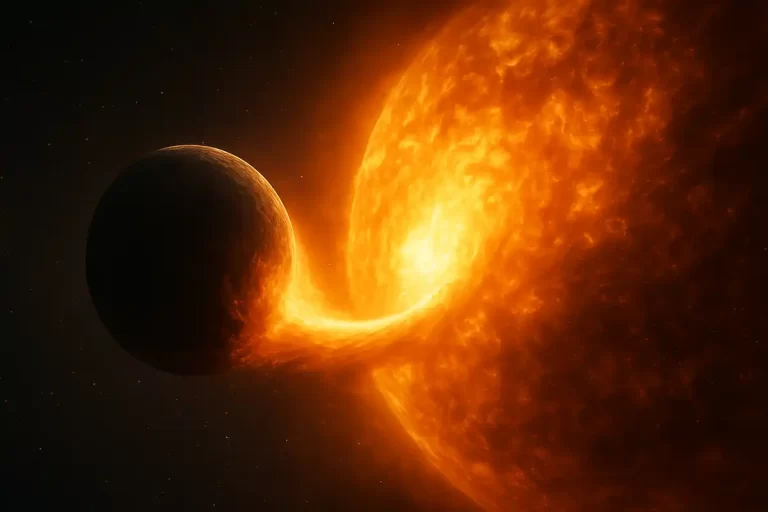 ilustracija kako izgleda kada zvijezda proždire planet.