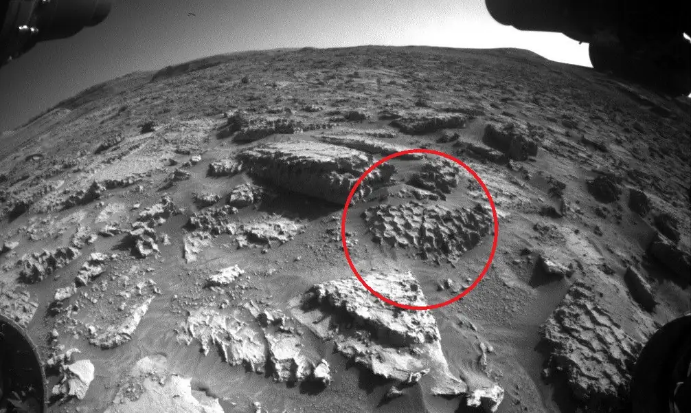 NASA-in rover Curiosity snimio je ovu fotografiju svog trenutnog radnog područja, na kojem se vide iznimno očuvane poligonalne pukotine koje oblikom podsjećaju na vafle ili saće. Slika je zabilježena 1. svibnja 2025. u 16:41:35 UTC, pomoću prednje kamere za izbjegavanje prepreka (Front Hazcam), tijekom 4527. sol-a, odnosno 4527. marsovskog dana misije Mars Science Laboratory. Izvor: NASA/JPL-Caltech