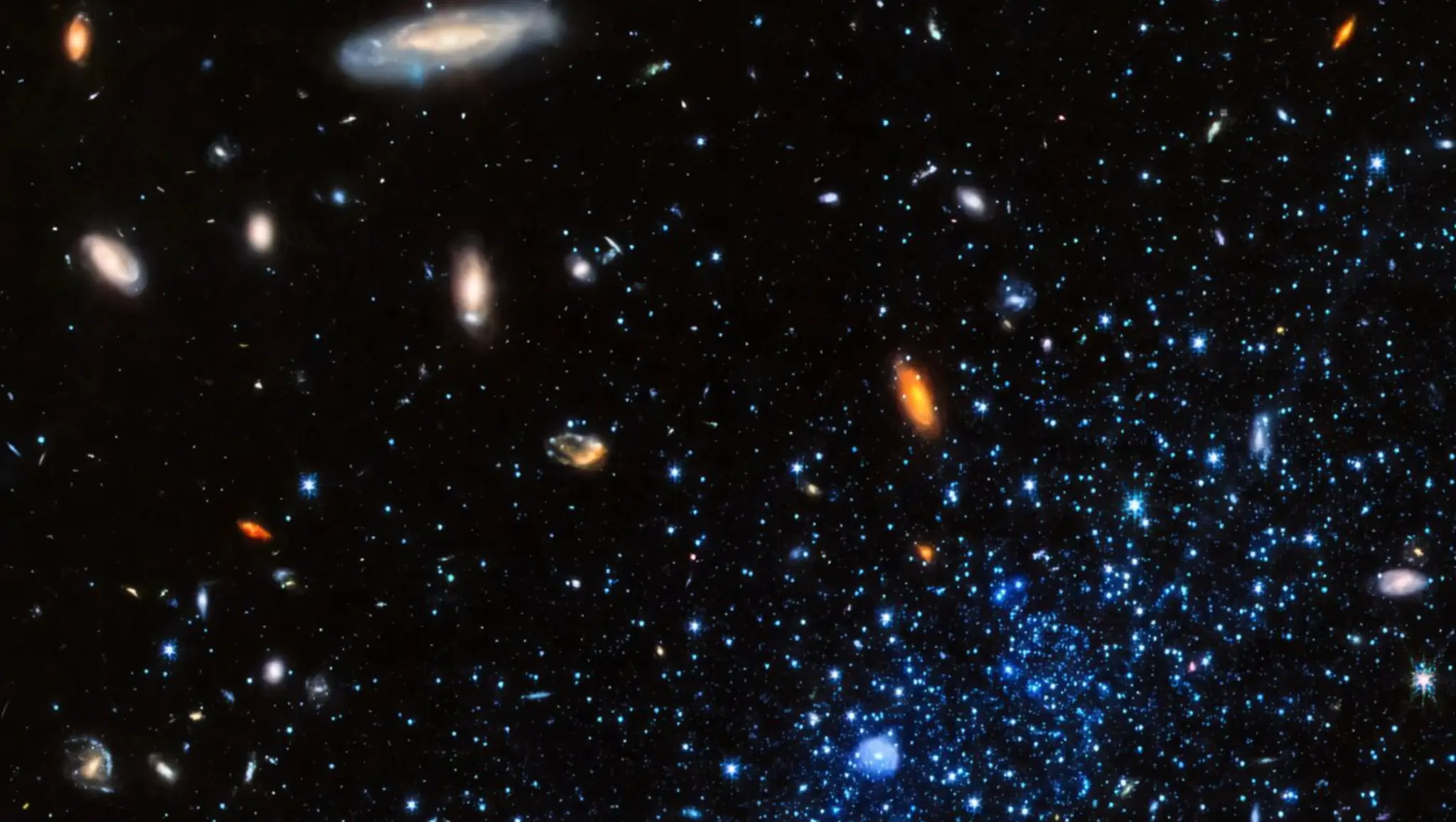Na slici teleskopa James Webb vidljiv je niz galaksija različitih oblika i udaljenosti. Astronomi tragaju za drevnim, netaknutim galaksijama koje bi potvrdile postojeće razumijevanje svemira i teoriju Velikog praska. Izvor: NASA, ESA, CSA, Kristen McQuinn (STScI)