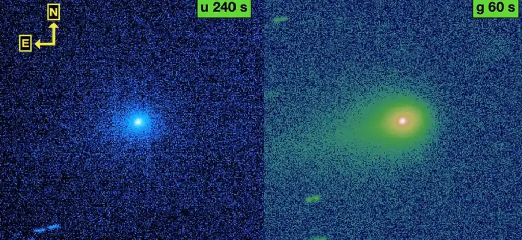 Duboke snimke objekta 3I/ATLAS, snimljene teleskopom Gemini South 27. kolovoza 2025. Izvor: B. Bolin i sur., 2025.