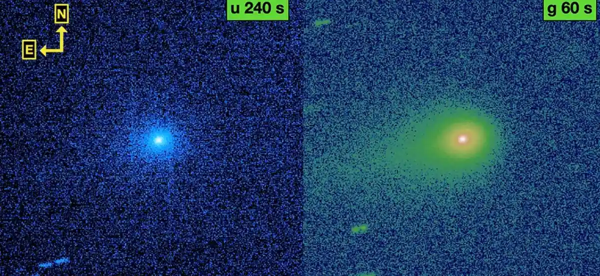 Duboke snimke objekta 3I/ATLAS, snimljene teleskopom Gemini South 27. kolovoza 2025. Izvor: B. Bolin i sur., 2025.