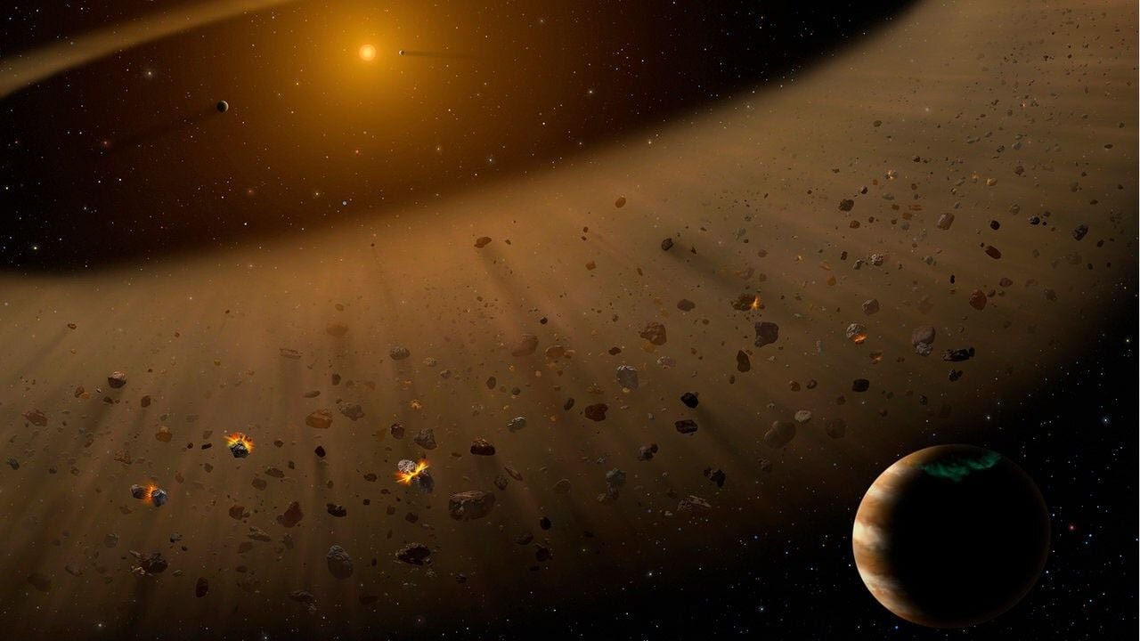 Umjetnički prikaz sustava Epsilon Eridani s prikazom nedostižnog planeta Epsilon Eridani b. Izvor: NASA/SOFIA/Lynette Cook.
