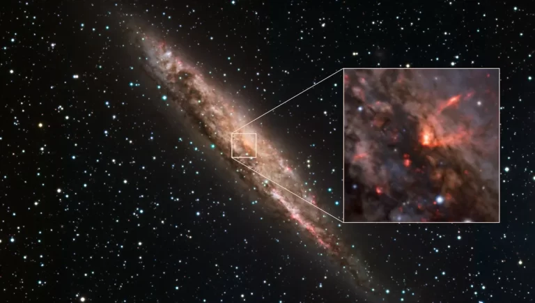 NGC 4945 i njezino iznimno aktivno, intrigantno središte. Zasluge za fotografiju: ESO/C. Marconcini i sur.