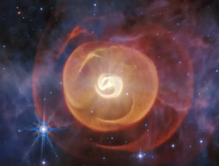 Nevjerojatan sustav Apep u infracrvenom području snimljen teleskopom JWST. Zasluge: NASA, ESA, CSA, STScI Znanstveni podaci: Yinuo Han (Caltech) i Ryan White (Macquarie University) Obrada slike: Alyssa Pagan (STScI)
