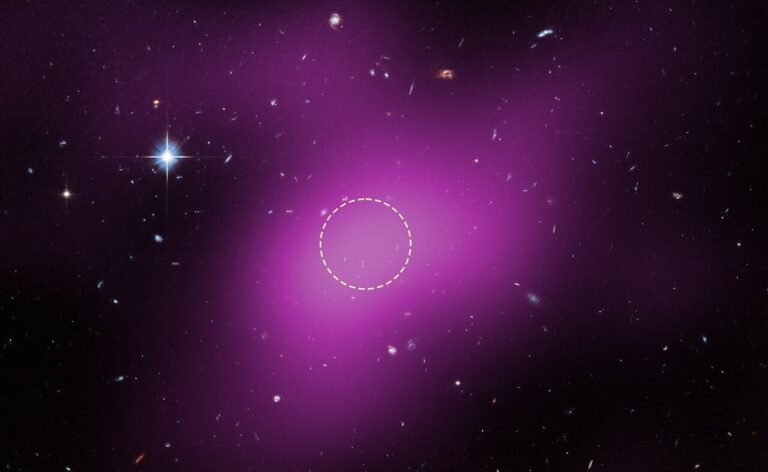 Ova slika prikazuje položaj objekta Cloud-9, oblaka bogatog plinom i tamnom tvari bez zvijezda, smještenog u blizini spiralne galaksije Messier 94 (M94), na udaljenosti od približno 16 milijuna svjetlosnih godina od Zemlje. Zasluge: NASA