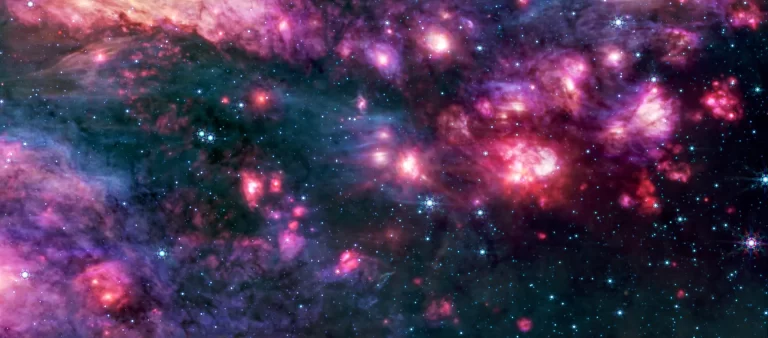 Infracrvena snimka Sagittarius B2, molekularnog oblaka u središtu galaksije, dobivena svemirskim teleskopom JWST. Riječ je o oblaku istog tipa kao oni koje je proučavao tim sa Sveučilišta Michigan State. Zasluge: NASA, ESA, CSA, STScI, A. Ginsburg (University of Florida), N. Budaiev (University of Florida), T. Yoo (University of Florida). Obrada slike: A. Pagan (STScI); CC BY 4.0.