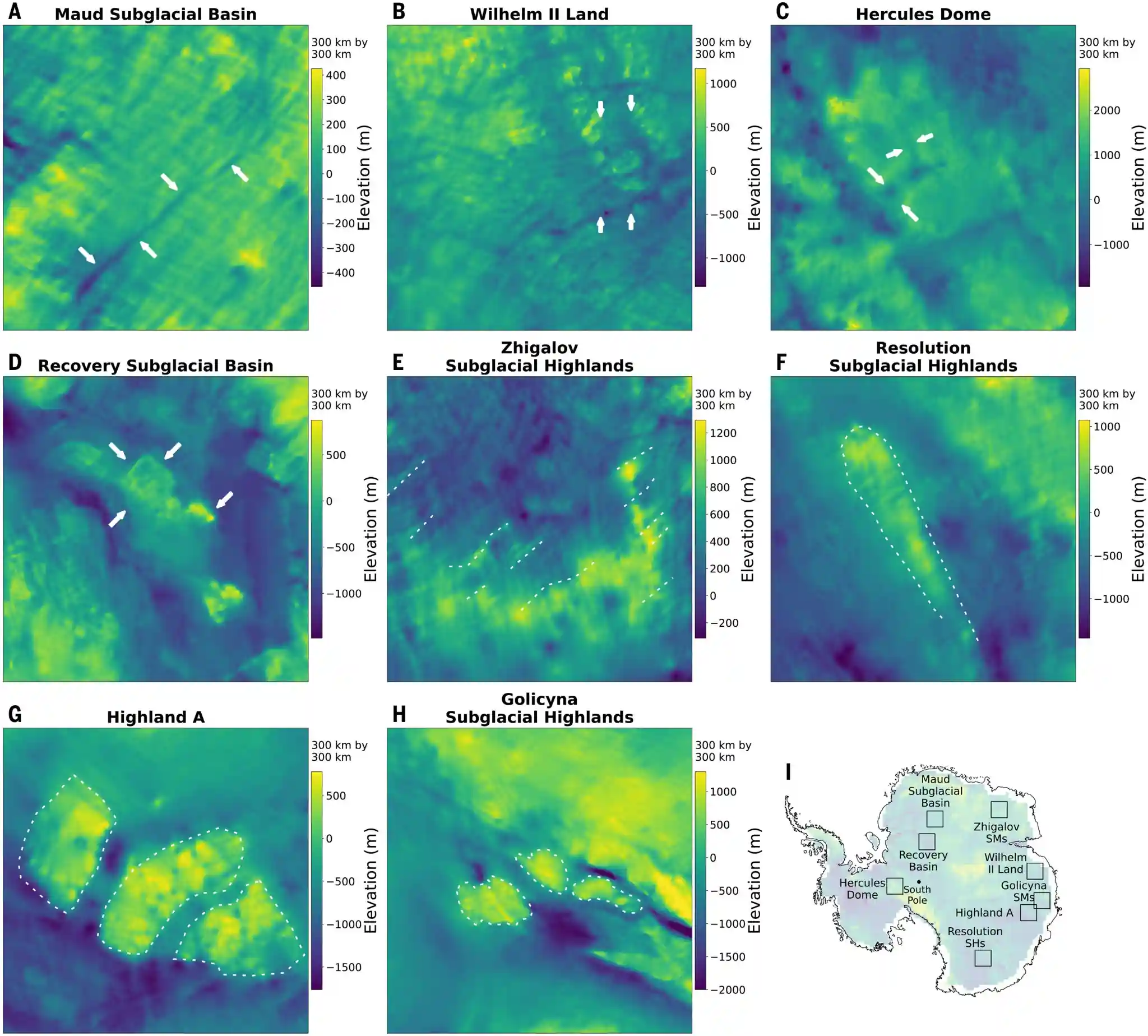 Odabrani primjeri nove IFPA karte subglacijalne topografije. Zasluge: Science (2026). DOI: 10.1126/science.ady2532.