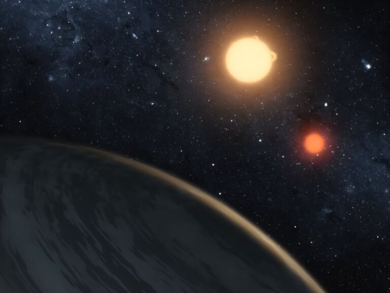 Umjetnički prikaz egzoplaneta koji kruži oko dviju zvijezda. Zasluge: NASA/JPL-Caltech/T. Pyle