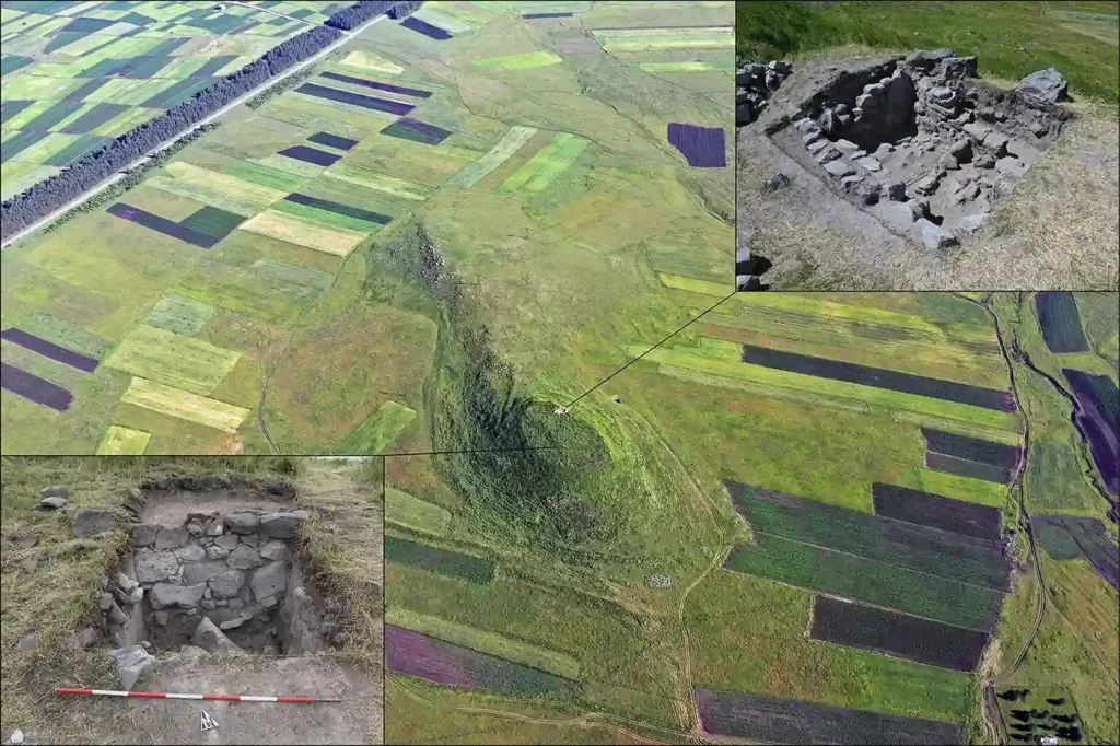 Zračni prikaz Baraletija s područjima iskapanja (projekt Samtskhe-Javakheti). Zasluge: Antiquity (2026). DOI: 10.15184/aqy.2026.10331