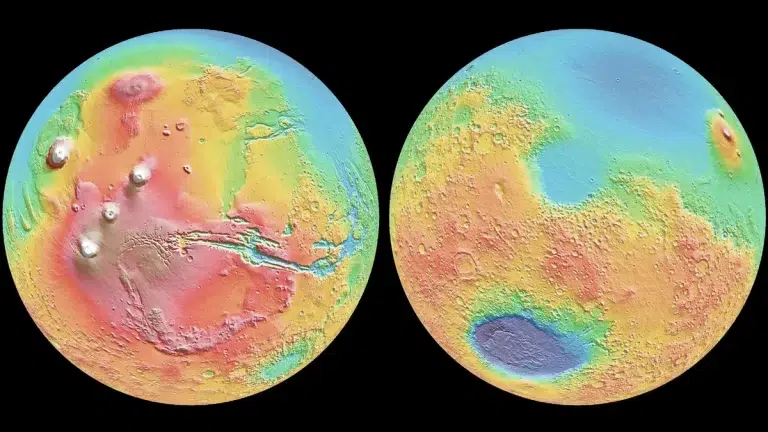 Karte nadmorske visine Marsa otkrivaju velike razlike između sjeverne i južne hemisfere. Zasluge za sliku: NASA/JPL