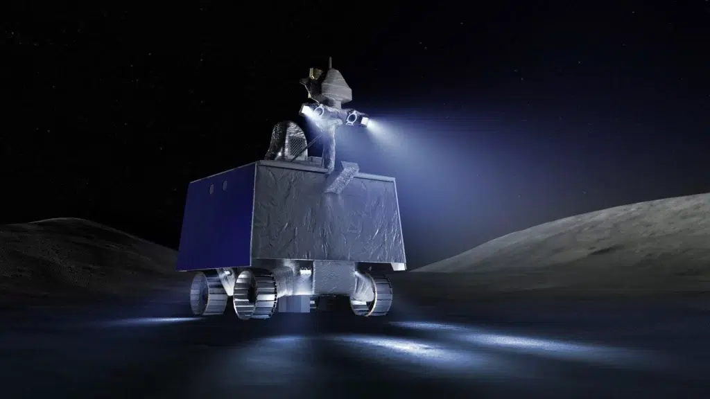 Umjetnički prikaz dovršenog dizajna NASA-inog rovera Volatiles Investigating Polar Exploration Rover (VIPER). Zasluge: NASA