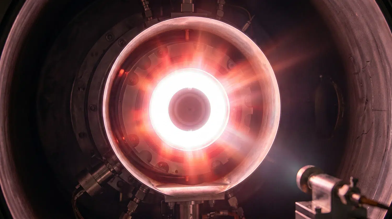 Ilustracija mogućeg izgleda eksperimentalnog svemirskog pogona tijekom rada. Zasluge: Ivan Petričević.