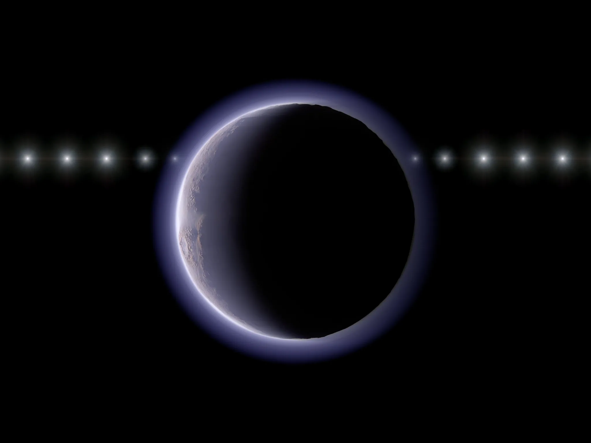 Umjetnička ilustracija prikazuje kako svjetlost zvijezde postupno slabi dok prolazi iza transneptunskog objekta s tankom atmosferom. Zasluge: NAOJ