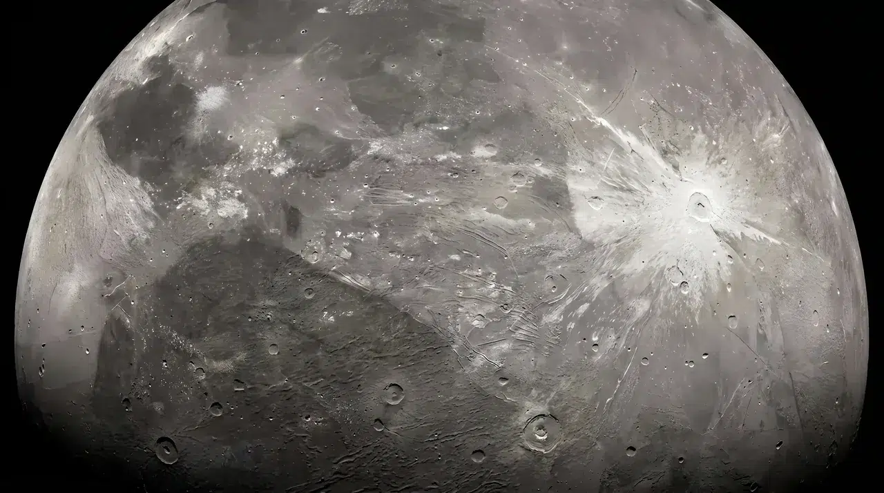 Ganimed, najveći Jupiterov mjesec, snimljen tijekom NASA-ine misije Juno.