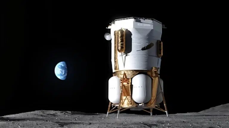 Umjetnički prikaz landera Blue Moon Mark 1, nazvanog Endurance. Zasluge: Blue Origin