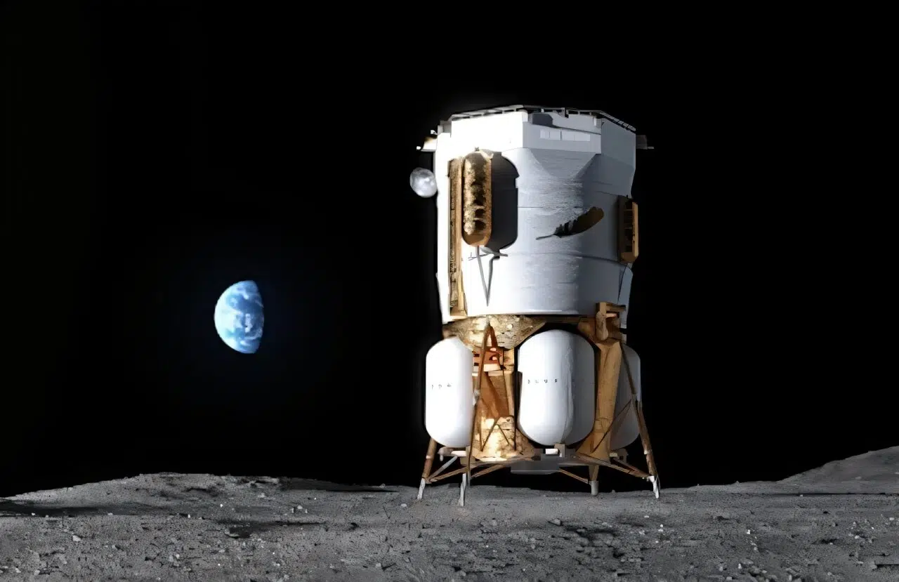 Umjetnički prikaz landera Blue Moon Mark 1, nazvanog Endurance. Zasluge: Blue Origin