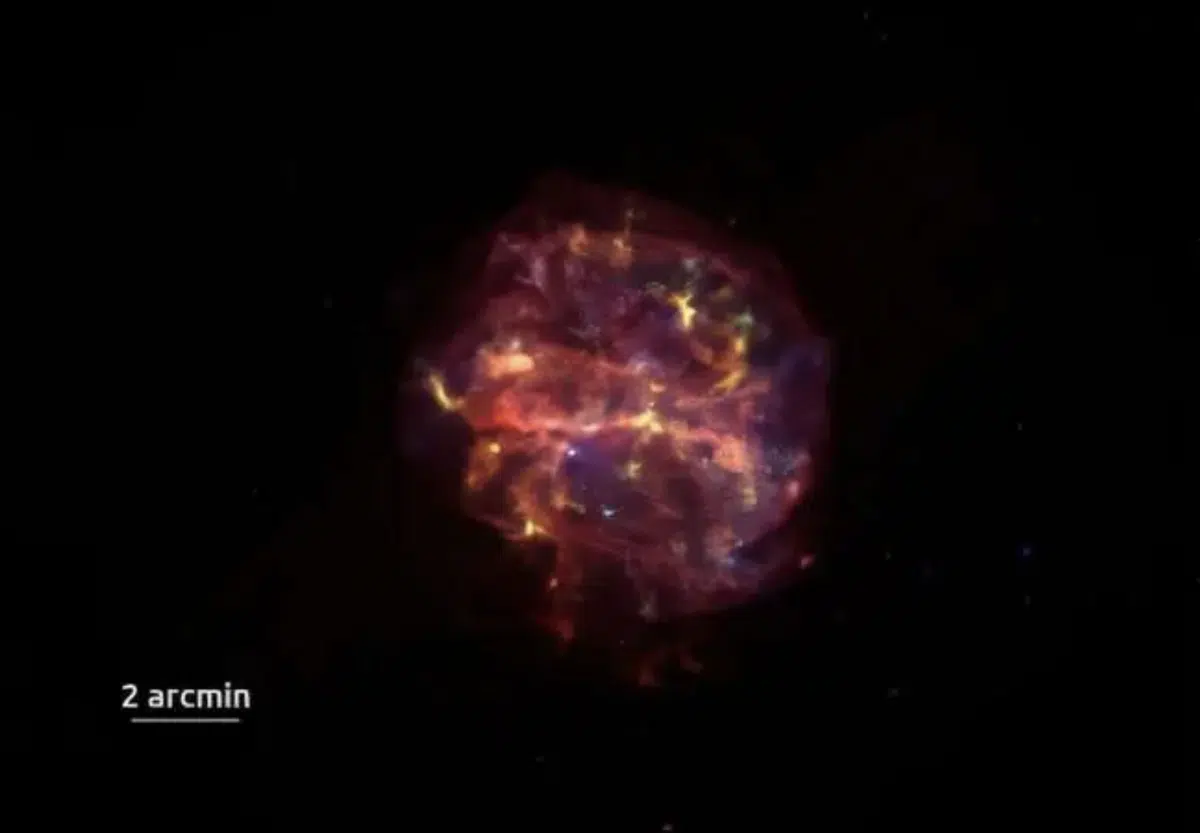 Rendgenska slika ostatka supernove G292.0+1.8. Kredit: Chandra / Maria Aslanidou i suradnici.
