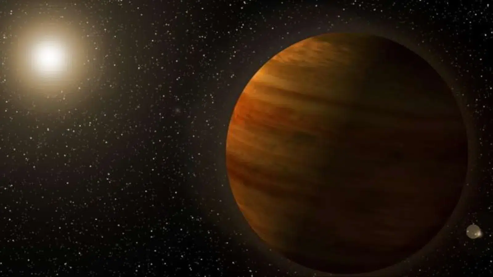Umjetnička vizualizacija super-Jupitera Gaia23bra b oko narančaste zvijezde