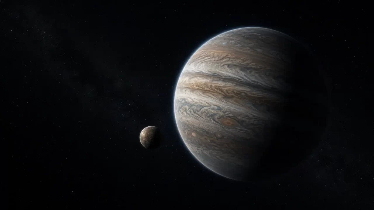 lobodno plutajući plinoviti planet s mjesecom u međuzvjezdanom prostoru