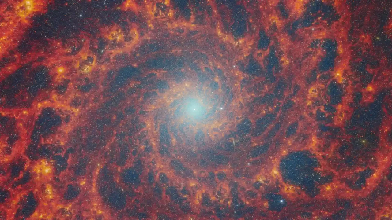 Spiralna galaksija snimljena infracrvenim instrumentima svemirskog teleskopa James Webb