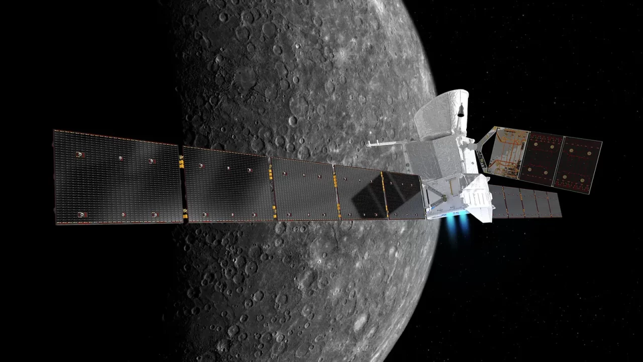 Umjetnički prikaz sonde BepiColombo iznad Merkura