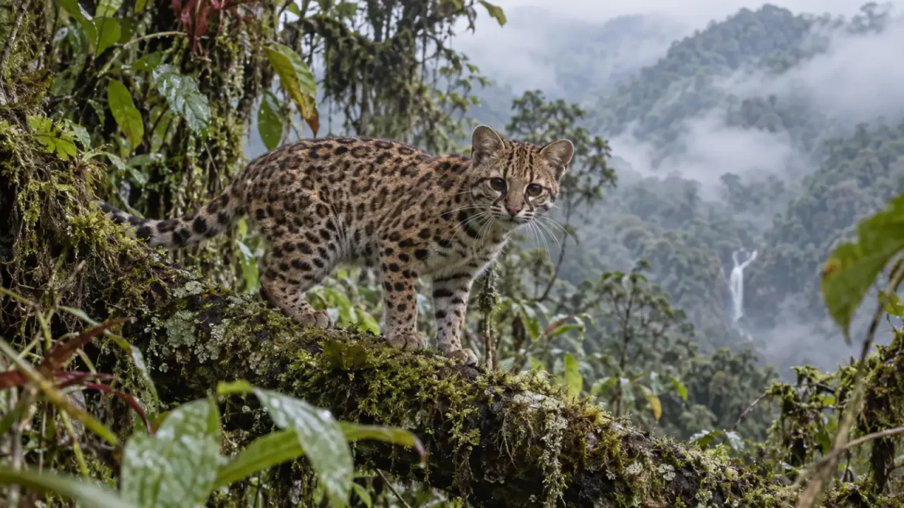 Pjegava divlja mačka Leopardus tilcayo u bolivijskim Yungasima