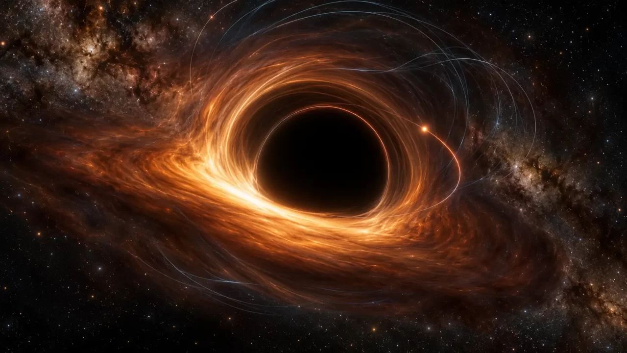 Konceptualni prikaz rotirajuće crne rupe i okolnog magnetskog polja